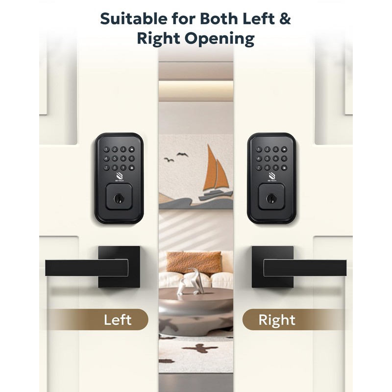 BE-TECH Keyless Entry Smart Door Lock with 2 Lever Handles,