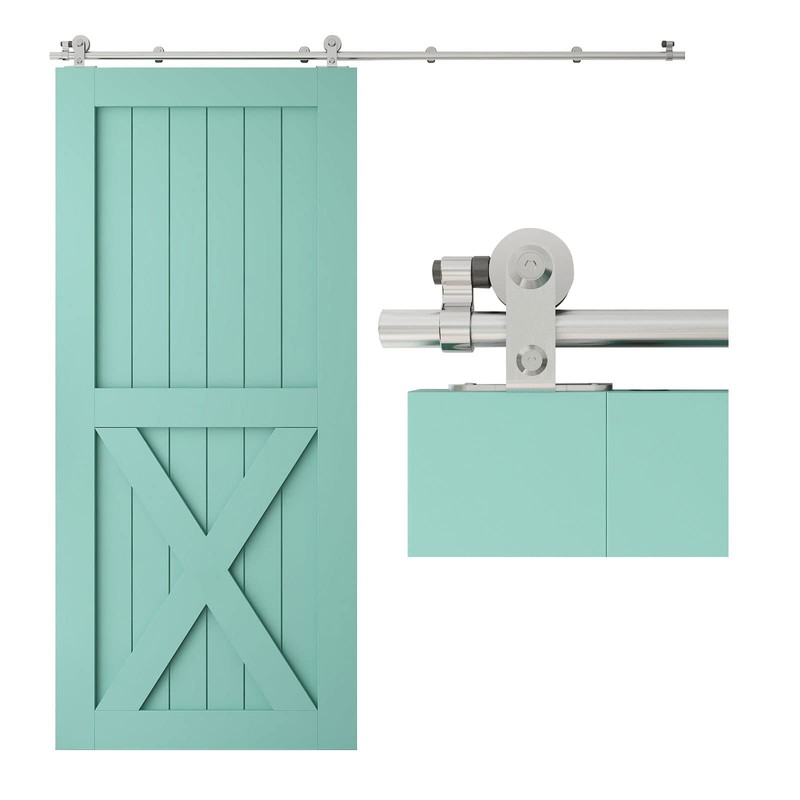 TSMST 5.5FT Stainless Steel Sliding Barn Door Hardware Kit, Top