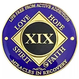 Simply Minimal NA 19 Year Golden Color Plated Medallion, Recovery Coin, NA Token, Narcotics An