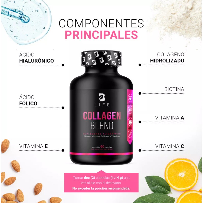 B Life Colágeno Hidrolizado De 90 Cápsulas. Collagen Blend. B