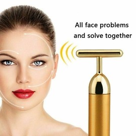 Unbranded New 24k Gold Beauty Bar Facial Roller Face Vibration Skincare Massager Device RF