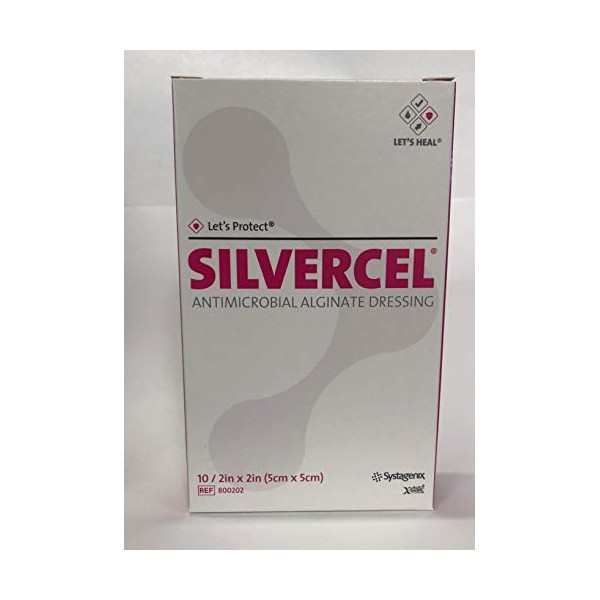 Systagenix Wound Management 53800202 Silvercel Antimicrobial Alginate Dressing 2 X 2,Systagenix Wound Management - Carton 10