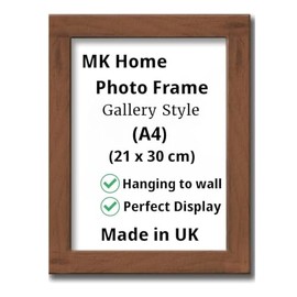 Modern Style MDF Picture Frame A3, A4, A5 Size Poster Home Decoration Photo Frames Freestanding & Wall Mountable Table Top Certificate Document Frames (A4 (21x30 cm), Walnut)