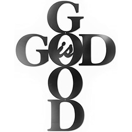 Vivegate God is Good Metal Signs Decor, Black Metal Cross God is Good Sign Wall Decor Religious Kitchen Decor Wall Crosses for Home Decor