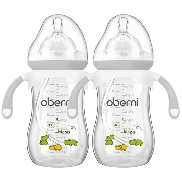 Oberni Weighted Baby Bottles with Size 4 Fast Flow Breast-Like
