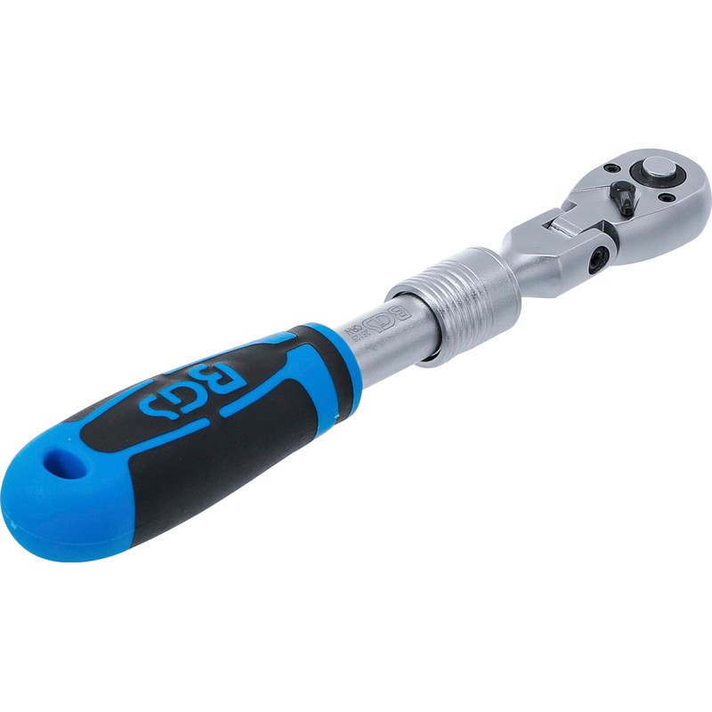 BGS 25125 Reversible Ratchet, Extendible, Angled Outlet, External Square Drive