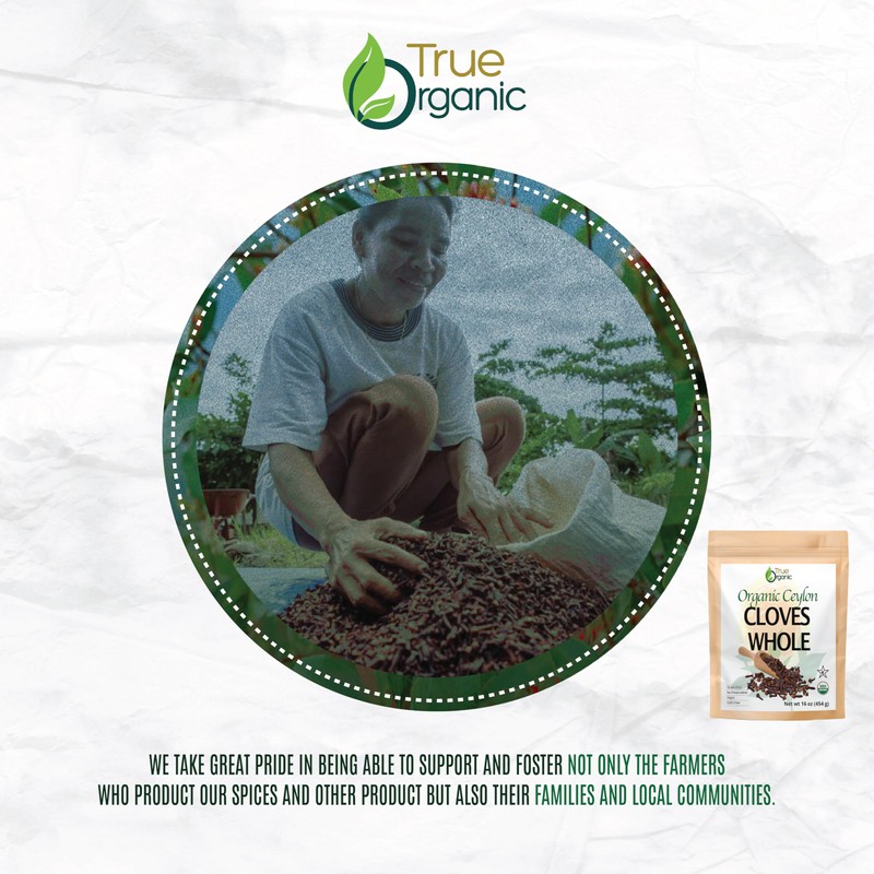 True Organic Ceylon Cloves Whole, 3.5 ounces, Premium Quality, USDA