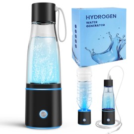 5000PPB Hydrogen Water Bottle Generator 3 in 1 Hydrogen Water Generator Machine with SPE & PEM Technology Portable Hydrogenated Water Bottle Inhalation for Healthy Hydration/Black