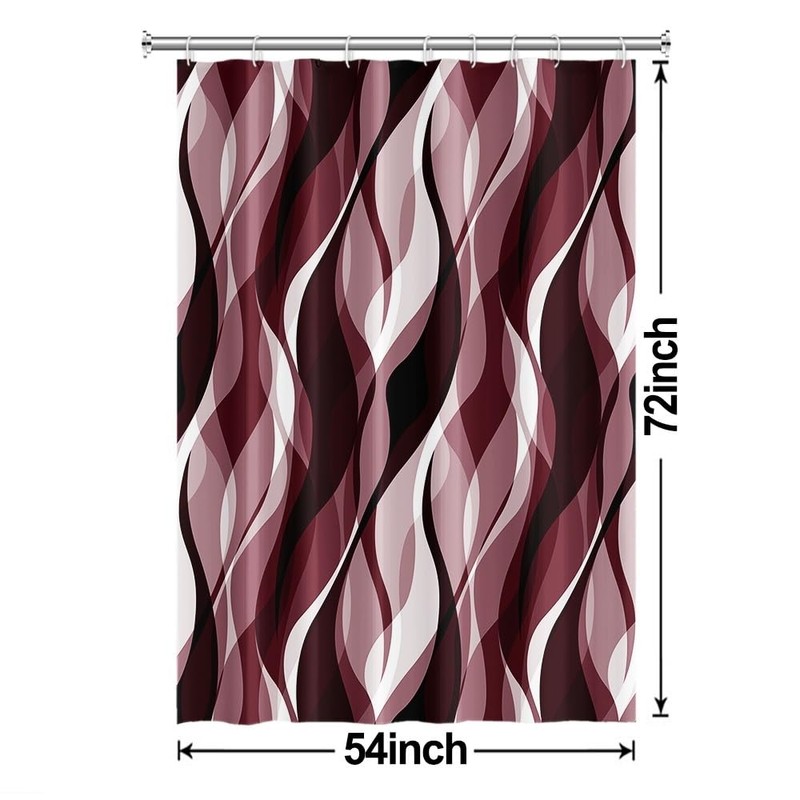 Ruelvth Burgundy Shower Curtain, Modern Abstract Ombre Burgundy Striped Shower