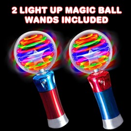 ArtCreativity ArtCreativity 7.5 Inch Light Up Magic Ball Toy Wands for Kids, Set of 2, Flashing LED Wands for Boys and Girls, Thrilling Spinning Light Show, Batteries Included, Fun Gift or Birthday Party Favor