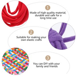 EXCEART 96Pcs 8 Colors Loom Potholder Loops 7 Inch Weaving Craft Loom Loops with 2 Pieces Crochet Hooks Weaving Crafts for DIY Crafts Supplies Favors