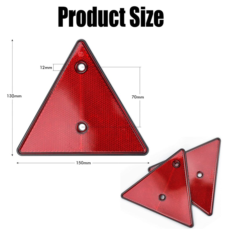 Trailer Reflector Triangles, Triangle Reflector, Triangle Reflector, Red Cat's Eye