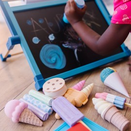 Melissa & Doug Ice Cream Shop Multi-Colored Chalk and Holders Play Set - 33 Pieces, Great Gift for Girls and Boys Kids Chalk Set