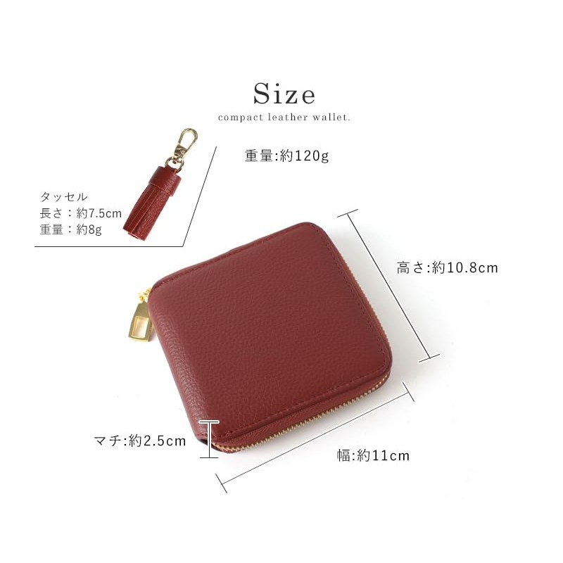 LIZDAYS Women's Bi-fold Wallet, Genuine Leather, Round Zipper, Camel
