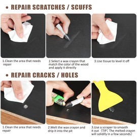 DEWEL Wood Repair Kit 12-Color Repair Paste with Touch-Up Pen & 8-Color Wax Sticks for Floors & Furniture-Fix Scratches, Screw Holes, Peeling Paint, Hide Flaws, Water-Based Repair Pen & Crayon Set