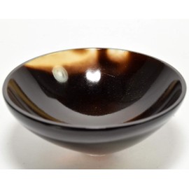 77mm 75g Black & Brown Agate Bowl Hand Polished Natural Chalcedony Gemstone Crystal Mineral Specimen - India + One Polished Clear Quartz Cabochon