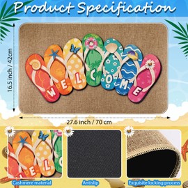 Summer Flip Flop Door Mat Non Slip Rubber Summer Slippers Welcome Doormat Summer Nautical Beach Flip Flops Front Door Rug for Indoor Outdoor Floor Door Mat Home Bath Room Decoration 27.5 x 16.5 Inch