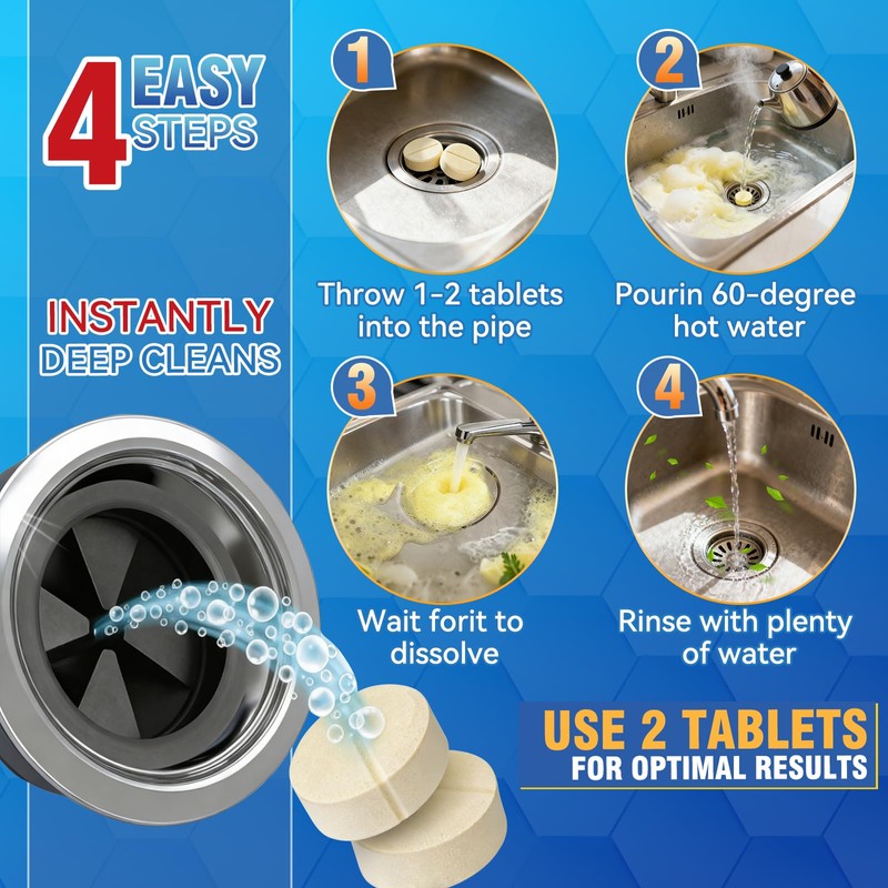 Garbage Disposal Cleaner and Deodorizer Tablets, 25 Pack Sink Cleaner