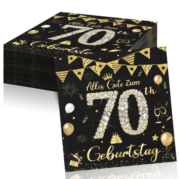 Pack of 40 2-Ply Napkins 70th Birthday Woman Man Decoration