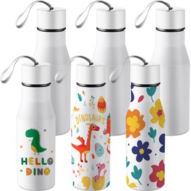 Sunnychicc 6 Pack Kids Sublimation Water Bottles 17oz Stainless Steel Tumblers Portable Handle Blank for Vinyl Projects & Heat Transfer Ideal for School, Sports, Travel, Camping