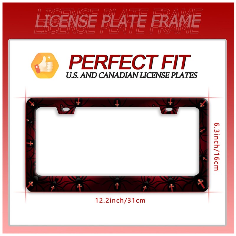Personalise Bat Spider Web License Plate Frame Red Black License