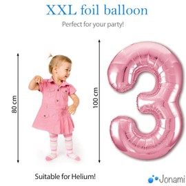 Jonami Foil Number Balloons, Rose