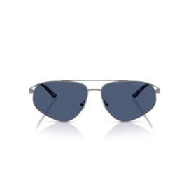 Emporio Armani Men's EA2156 Aviator Sunglasses, Matte Gunmetal/Dark Blue, 59 mm