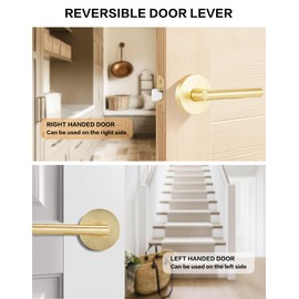 Lethato 2 Packs Gold Passage Door Handles - Brushed Gold Dummy Closet Handle for Closet/Hallway