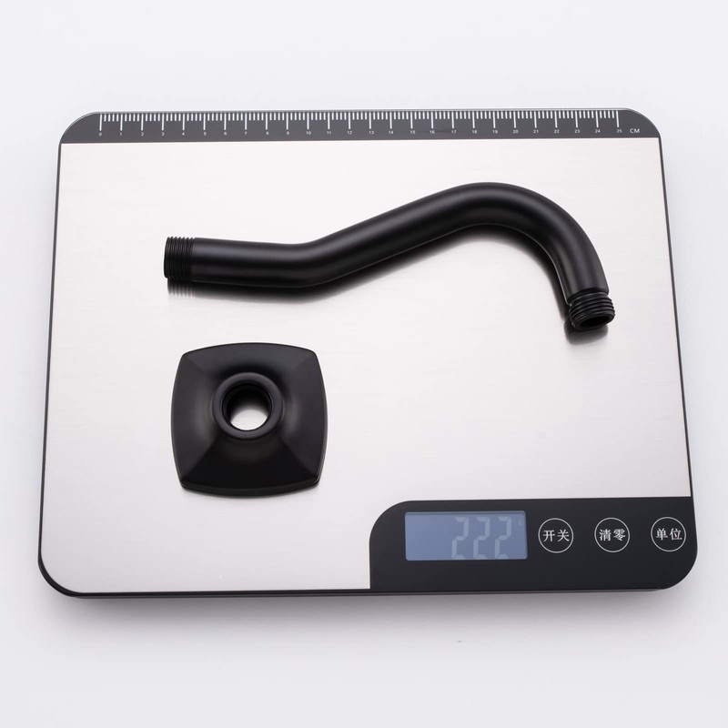 Curved Shower Arm with Flange,SWHYGER 8-Inch S-Shape Stainless Steel Top