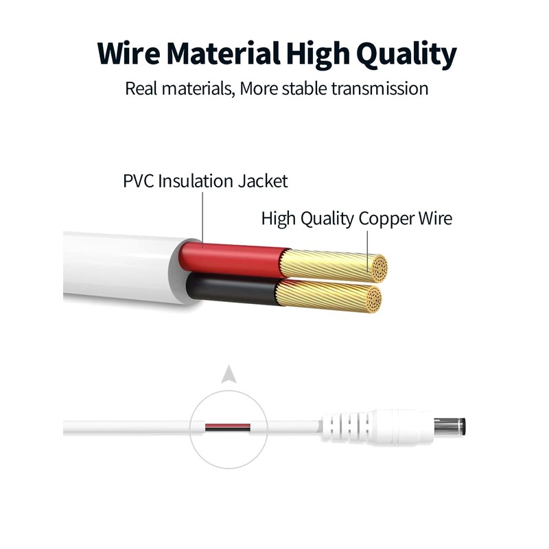 Tonton Power Extension Cable 33Ft 10M 5.5mm x 2.1mm DC