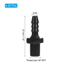 PATIKIL 3/16" Barb x 1/8" NPT Male Connector, 20 Pcs Plastic Hose Barb Fitting Industrial Hose Barb to Pipe Fitting Connect, Pipe Fitting Adapter for Water Air Fuel