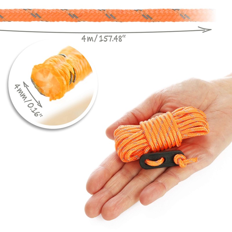 COM-FOUR® 8x guy ropes each 4m for camping reflective in