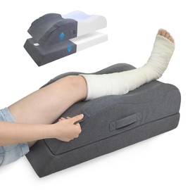 Resylp Height Adjustable Leg Elevation Pillows for After Surgery, Injuries, or Rest, Memory Foam Leg Elevation Pillow, Leg Pillow Elevation Blood Circulation for Sleeping with 3 Handles,Grey