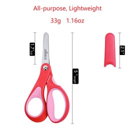 LIVINGO Left Handed Scissors for Kids - 3 Pack 5 inches Blunt Tip Safety Lefty School Scissors for Children Toddler Classroom Craft Cutting Paper, Yellow, Pink, Blue