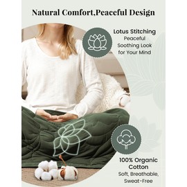 ZonLi Weighted Lap Blanket 5lbs for Adults, Cotton Small Weighted Blanke for Napping, Sleeping and Travel, Skin Friendly & Machine Washable, 29x24 inches, Forest Green