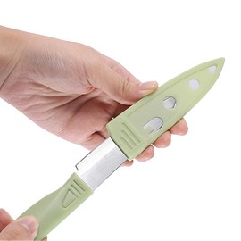 Mini Travel Cutting Board Set, 4 Pcs Portable Mini Camping Plastic Cutting Board & Knife, Fruits & Vegetable Peeler Scissors (Green)