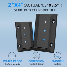 INDECKMO 10pcs Deck Railing Bracket Connectors, 2x4 (1.5"x3.5") Brackets for Railing Wood Lumber Post, Sturdy Nylon Deck Rail Brackets with 70pcs Screws for Wooden Stair Fence Railings Handrail (DC01)