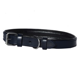 HOGACA Oiled Genuine Leather Dog Collar 786-03.6 1.8 x 50 cm / Holes 37-45 cm +/- 0.5 cm Dark Blue