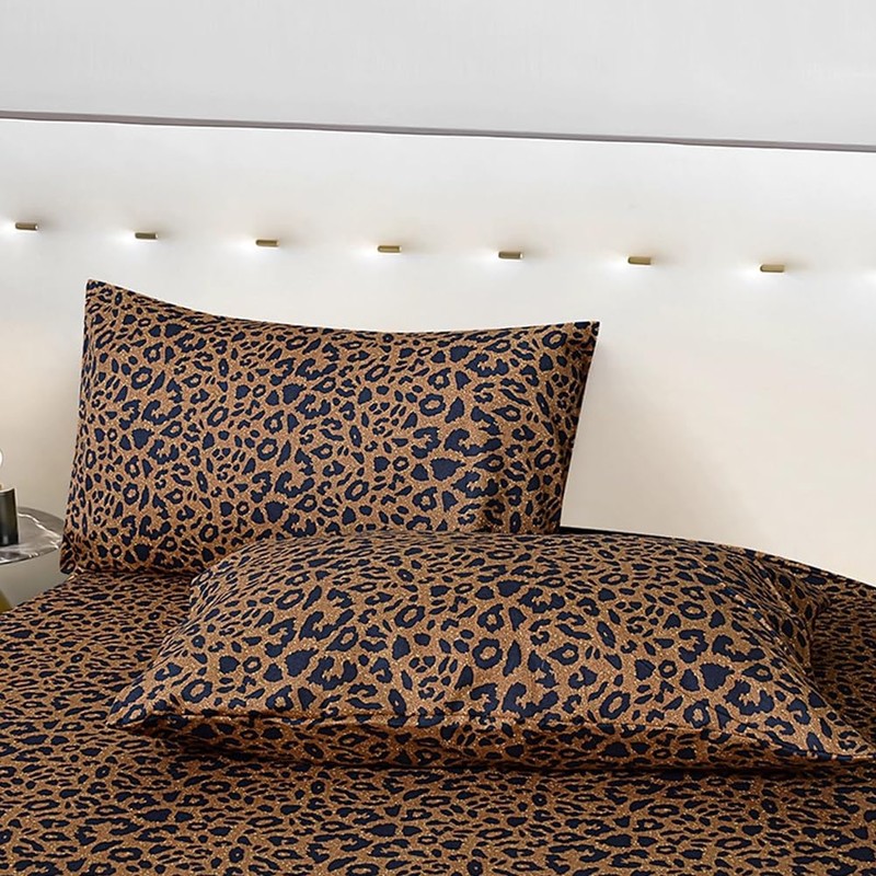 mixinni 100% Soft Microfiber Leopard Pattern Fitted Sheet Bed Sheet