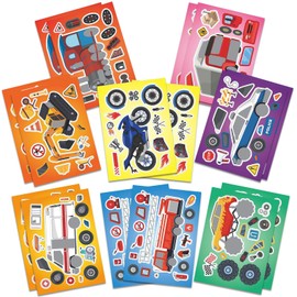 16 Sheets Engineering Vehicle DIY Stickers for Kids Make Your own Truck Sticker Puzzle Cartoon Cartoon Truck Decals Decorate car Stickers Truck Puzzle Stickers Anime Cartoon Gift Applique