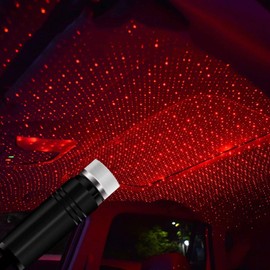 SoCal-LED Car USB Red Star Projector Night Light Adjustable Interior LED Decorative Romantic Roof Ceiling Lights