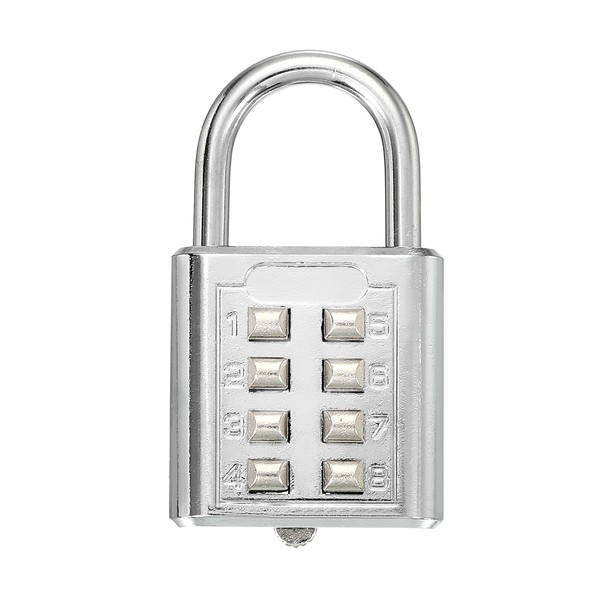 MECCANIXITY Combination Padlock, 8-Digit Push Button Padlock 4-Position Locking Mechanism