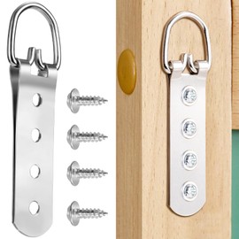 Pndeyo 6pcs D-Ring 4 Hole Picture Hangers with 24pcs Screws, Heavy Duty Picture Frame Hanger, Rustproof D-Hook Hardware for Hanging Photo Frame Mirror Art Clock