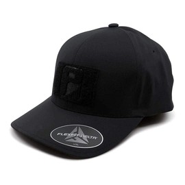 Gorra táctica Flexfit Delta curvada | Sin costuras, a prueba de sudor, ajustada, gancho y bucle de 2 x 3 pulgadas para fijar parches de moral, Negro -, 6 3/4-7 1/4