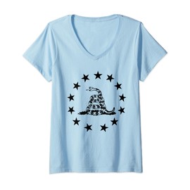 Womens Betsy Ross Gadsden Flag V-Neck T-Shirt