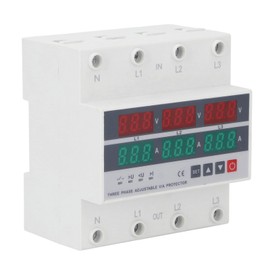 Over/Under Voltage Protector, 63A Auto Reset, Real-time Display, Auto Reset Switch, Protector, DIN Rail Mount