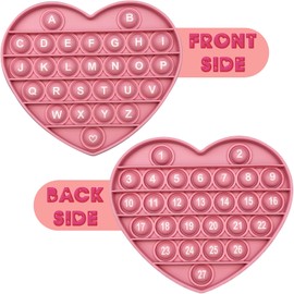PETBSNVB Pink Heart Shaped Pop Bubble Valentines Fidget Toy with Letters and Numbers, Xmas Gift Sensory Toy with Alphabets Kids Birthday Party Classroom Prize Stress Reliever