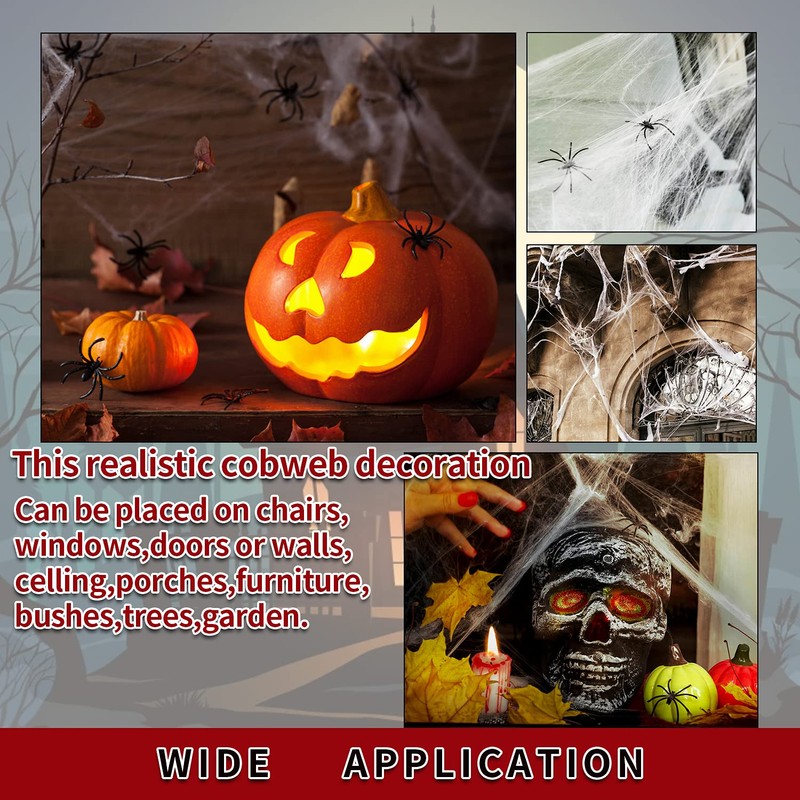 VEYLIN 60g Halloween Spider Web Decoration, with 30pcs Fake Spiders,