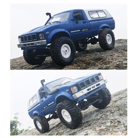 GoolRC RC Truck, WPL C24 RC Crawler 1/16 Scale Remote Control Car, 4WD All Terrain Off Road Pickup Truck, 2.4GHz RC Climbing Car with LED Light, 2 Batteries for Adults (Blue)