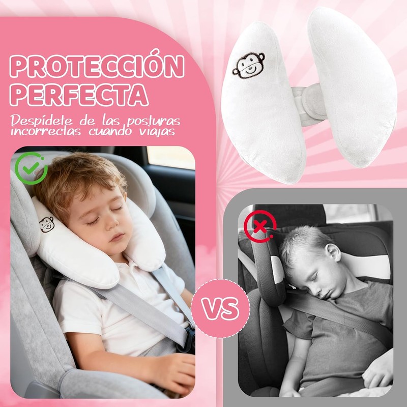 Reposacabezas de viaje ajustable para bebé REKOBON – Pack de